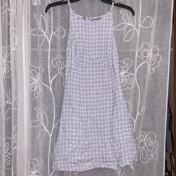 Urban Outfitters light blue and white checkered dress with open back size 4 - Picture 1 of 12